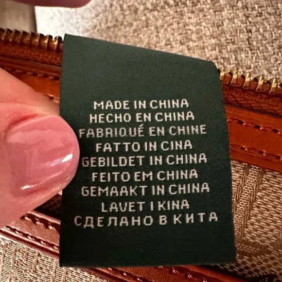 RALPH LAUREN Light Khaki/Tan Signature Canvas Swing Pack Crossbody Leather Trim - Picture 11 of 15